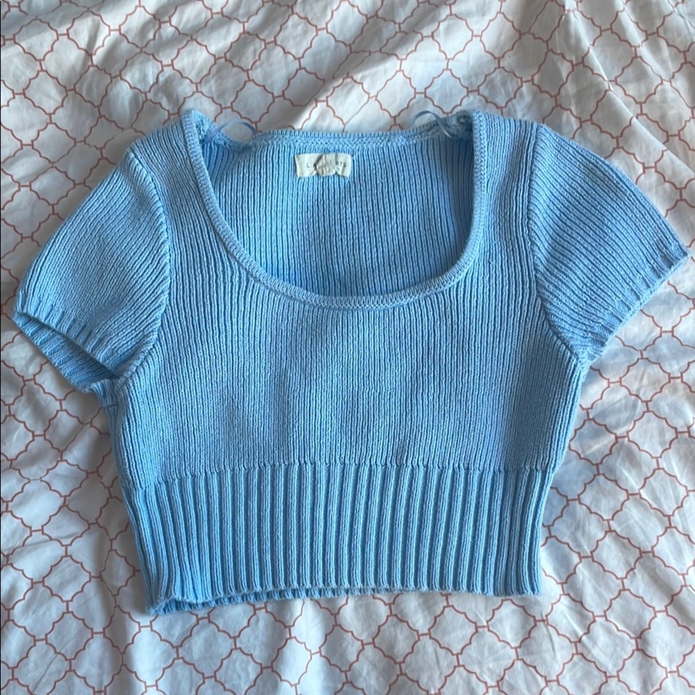 PacSun Light Blue Ribbed Crop Top